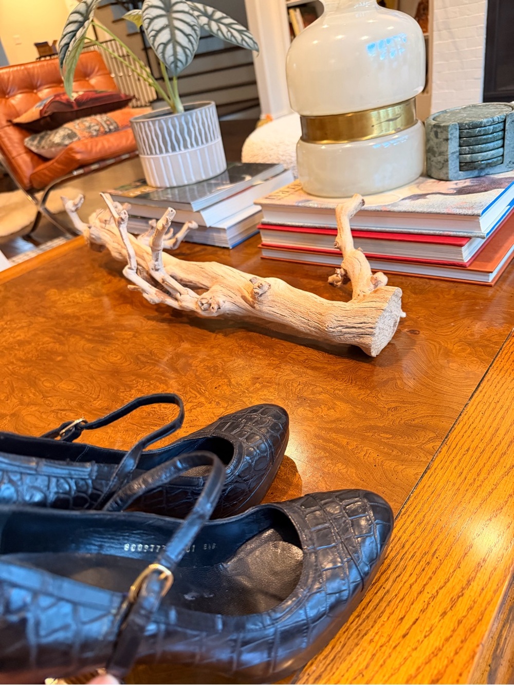 Purple Label Ralph Lauren  Crocodile/Alligator Mary Jane Heels Shoes~Black - Picture 6 of 10